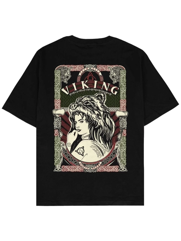 Viking Siyah Oversize Unisex T-shirt