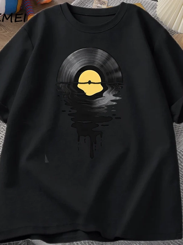 Vinil Kayıt T Shirt Vinil Serin Gün Batımı Vintage Müzik Sevgilisi Tee Tshirt DJ Müzik Öğretm 2866