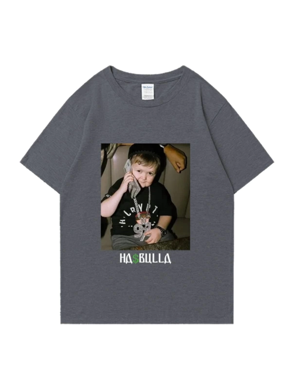 Vintage Hasbulla mücadele T shirt yaz erkek kadın moda grafikli tişört boy kısa kollu sa