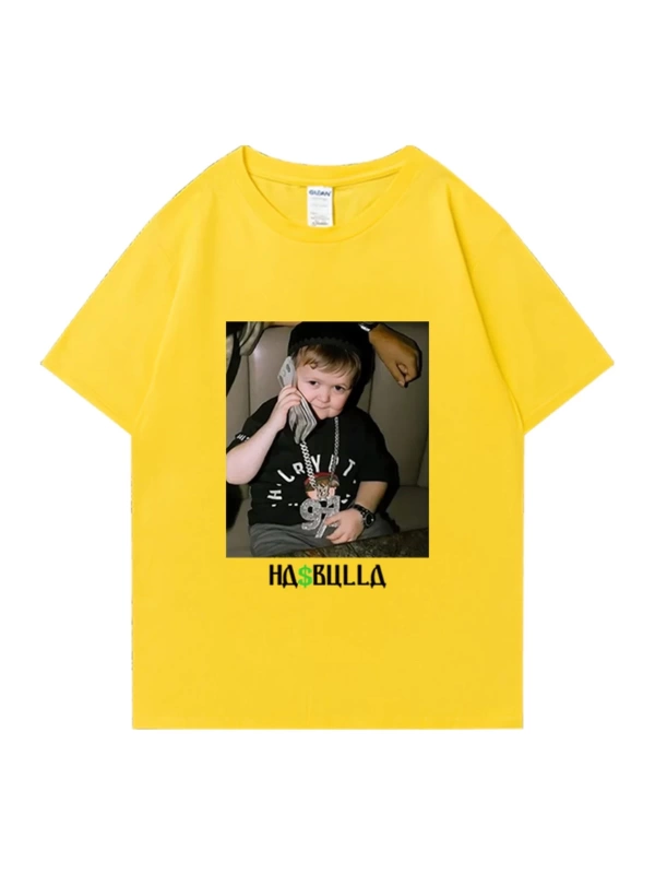 Vintage Hasbulla mücadele T shirt yaz erkek kadın moda grafikli tişört boy kısa kollu sa