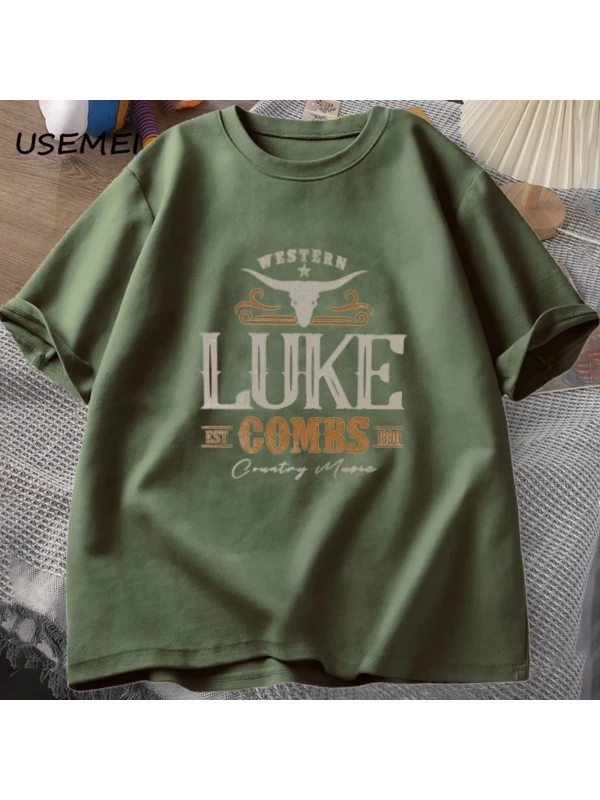 Vintage Luke Combs EST 1990 T Shirt erkek kadın batı ülke müzik Bullhead tur Merch T-shirt ko