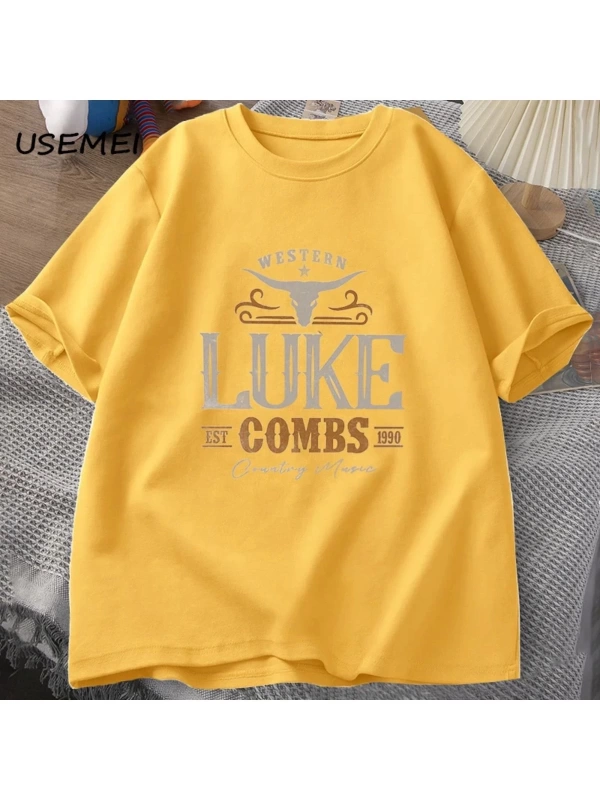 Vintage Luke Combs EST 1990 T Shirt erkek kadın batı ülke müzik Bullhead tur Merch T-shirt ko