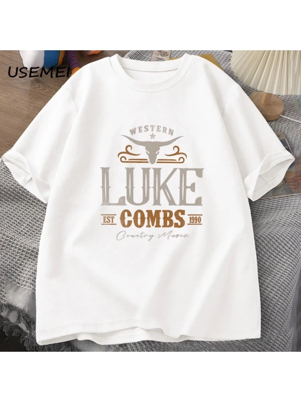 Vintage Luke Combs EST 1990 T Shirt erkek kadın batı ülke müzik Bullhead tur Merch T-shirt ko