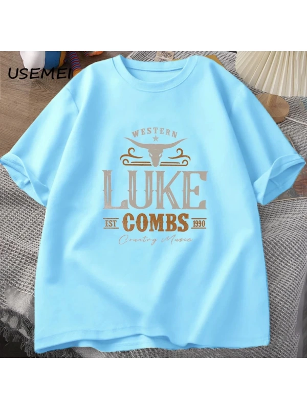 Vintage Luke Combs EST 1990 T Shirt erkek kadın batı ülke müzik Bullhead tur Merch T-shirt ko