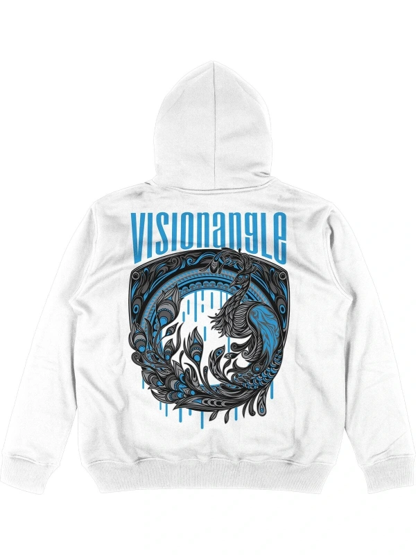 Visionangle Beyaz Oversize Unisex Kapüşonlu Sweatshirt Hoodie