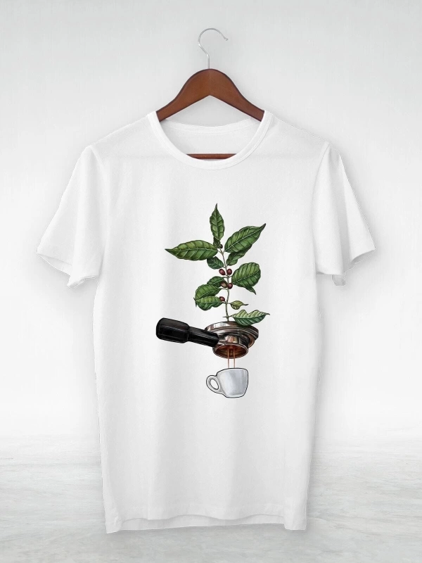 Vtshirt Beyaz -unisex -espresso-ıllustrasyon Çizim- Y-061
