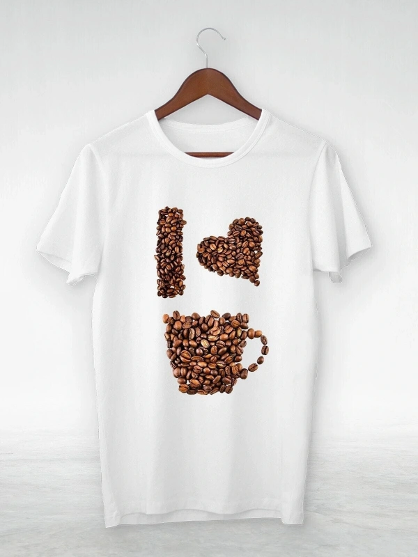 Vtshirt Beyaz -unisex -ı Love Coffe2-ıllustrasyon Çizim- Y-062