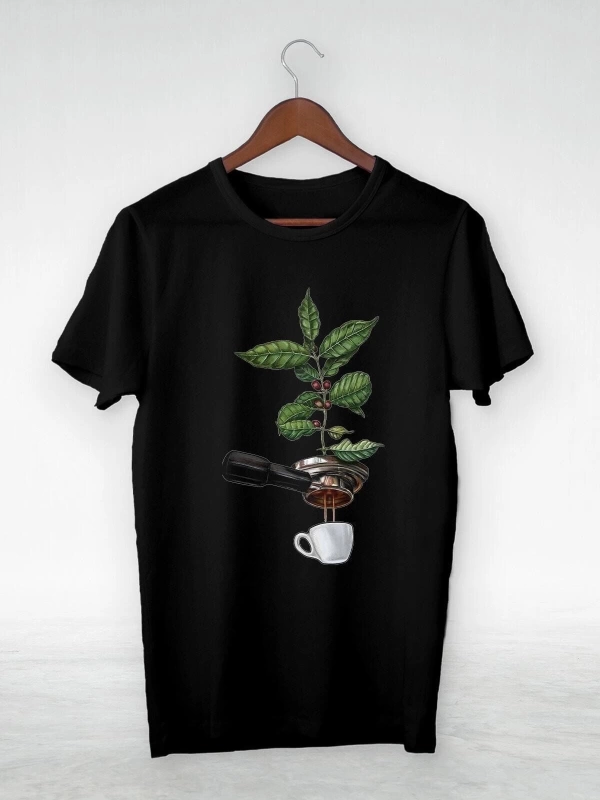 Vtshirt Siyah-unisex -espresso-ıllustrasyon Çizim- Y-061