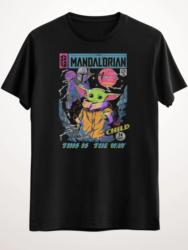 Wed Erkek Siyah Star Wars Mandalorian 12 Cents Retro Comic - Ds1360
