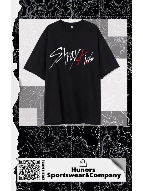 Wed Hunors Sportswear & Company Siyah Maxıdent Stray Kids Unisex Oversize T-shirt
