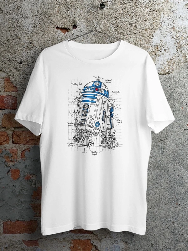 Wed Star Wars  Droid Beyaz Unisex Tshirt
