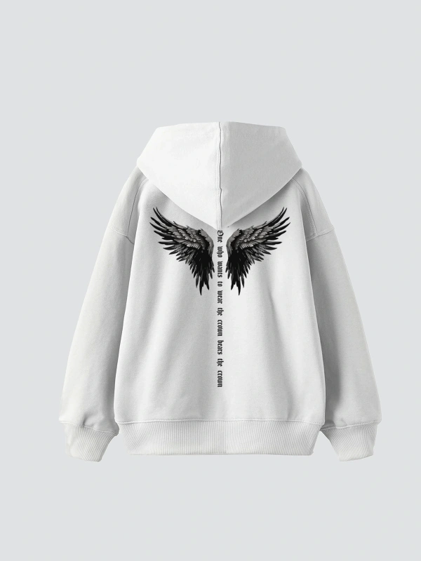 Wınget Crown Baskılı Oversize Unisex Beyaz