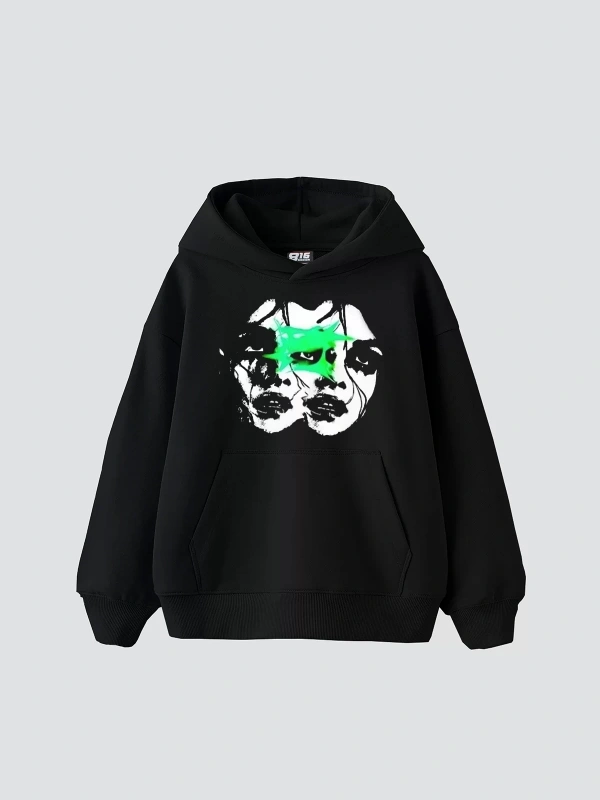 Woman Shadows Baskılı Siyah Oversize Unisex