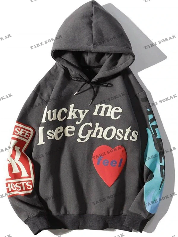 Y2K Kanye Oversıze Sweatshirt Hoodie Antasit KOD 2063 Gri