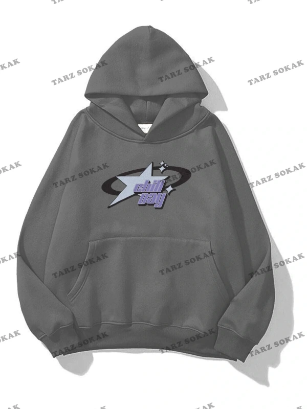 Y2K Unisex Chill Day Sweatshirt KOD 1649 Gri