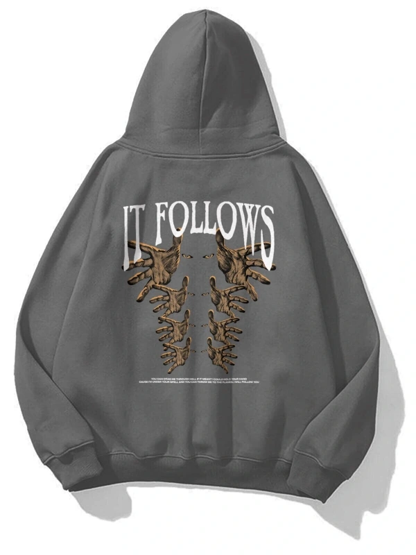 Y2K Unisex It Follows Sweatshirt Hoodie KOD 1715 Gri