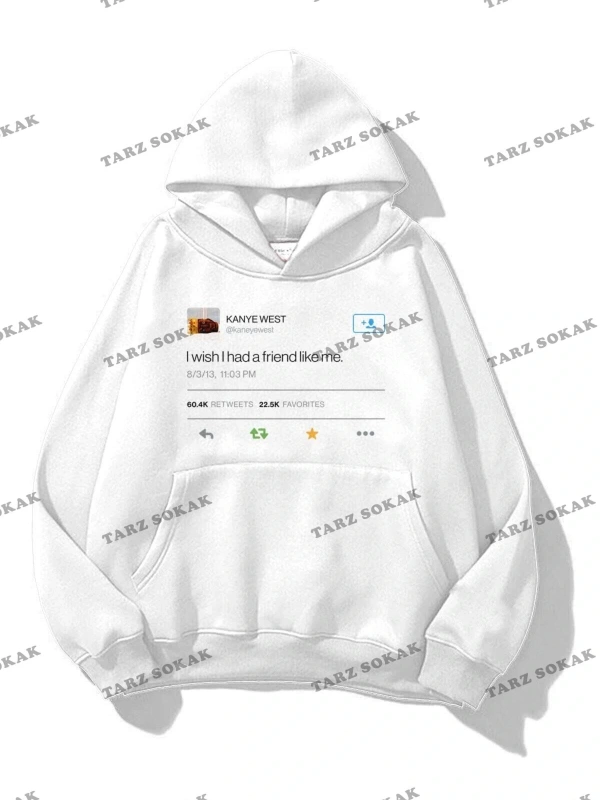 Y2K Unisex Kanye Tweet Sweatshirt KOD 1579 Beyaz
