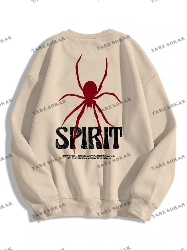 Y2K Unisex Spirit Bisiklet Yaka Sweatshirt Hoodie KOD 1768 Gri