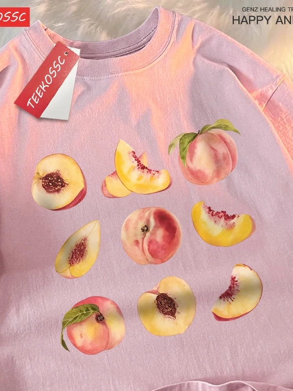 Y2k Vintage Tişört Tee 9 yolları yemek şeftali baskı