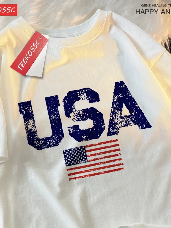 Y2k Vintage Tişört Tee Abd mektuplar amerikan bayrağı