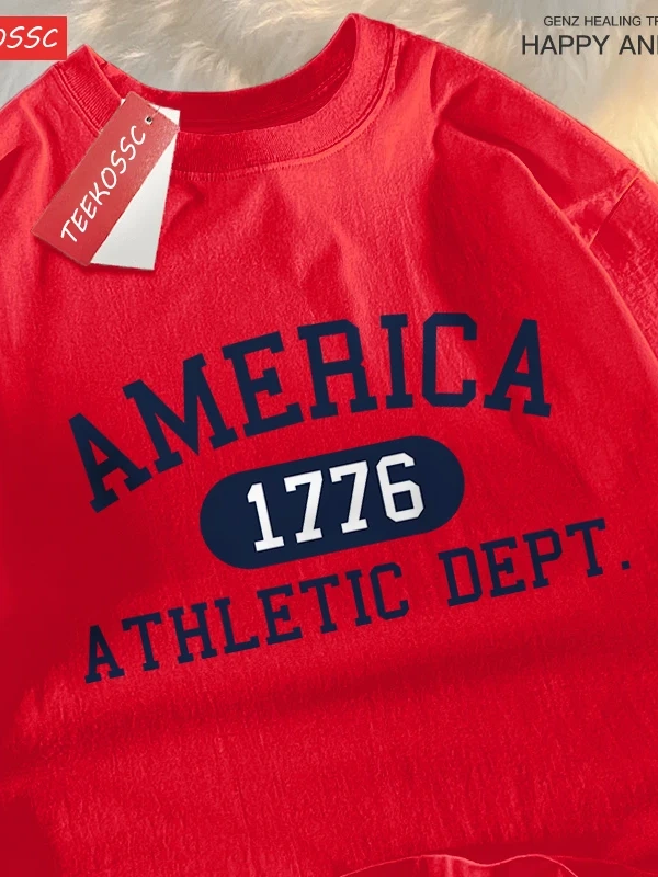 Y2k Vintage Tişört Tee Amerika 1776 atletik borç mektup