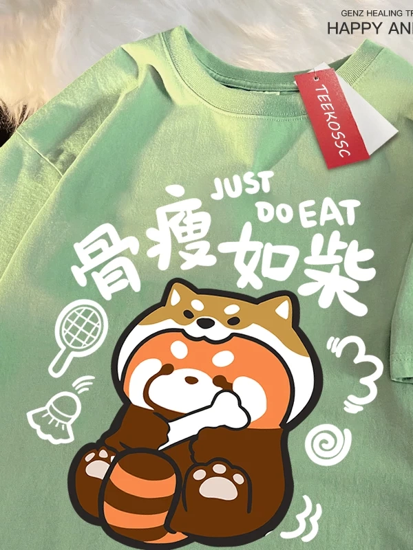 Y2k Vintage Tişört Tee Bir zayıf rakun japon tarzı