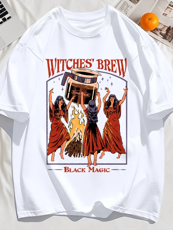 Y2k Vintage Tişört Tee Cadılar Brew Siyah Sihirli Baskı