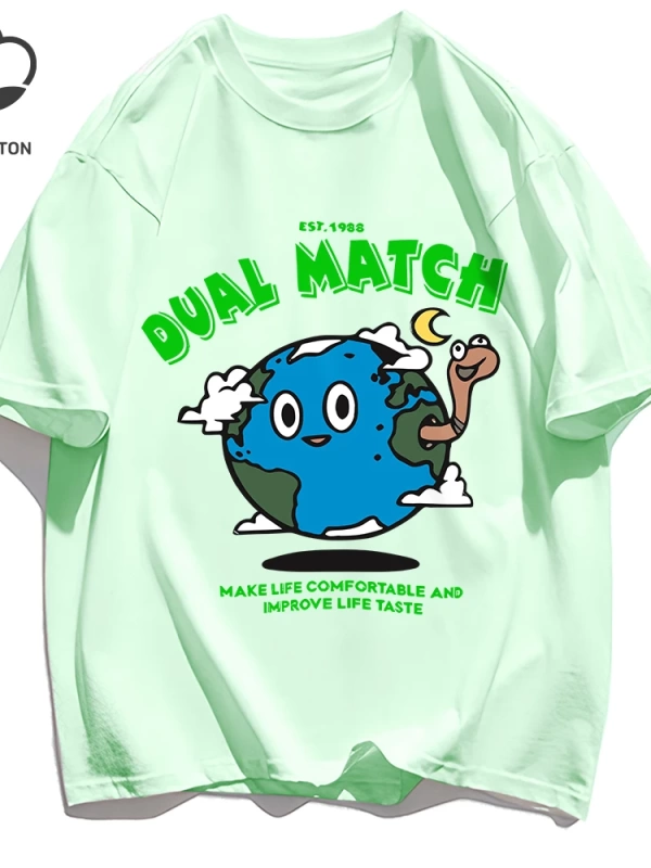Y2k Vintage Tişört Tee Çift Maç Hayat Yapmak Rahat Baskı