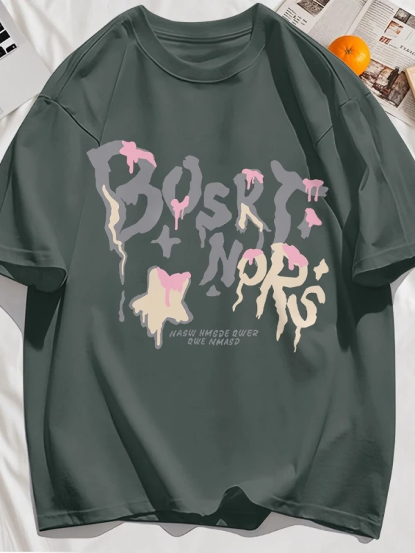 Y2k Vintage Tişört Tee Hash Mektup Bosrt Nqrs Baskı