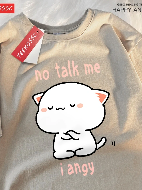 Y2k Vintage Tişört Tee Hayır konuşma bana ben Angy yüksek soğuk kedi