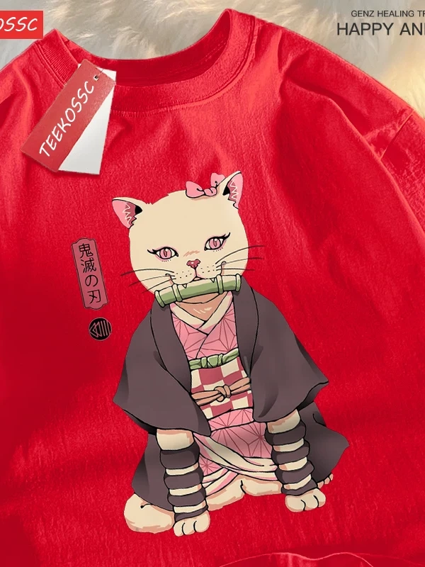 Y2k Vintage Tişört Tee Japon Harajuku Anime kedi