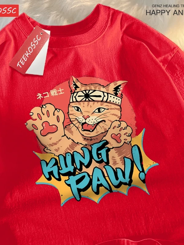 Y2k Vintage Tişört Tee Japon Harajuku kedi savaşçı