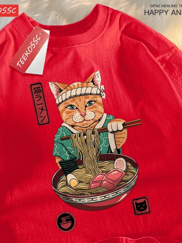 Y2k Vintage Tişört Tee Japon Harajuku yeme erişte kedi