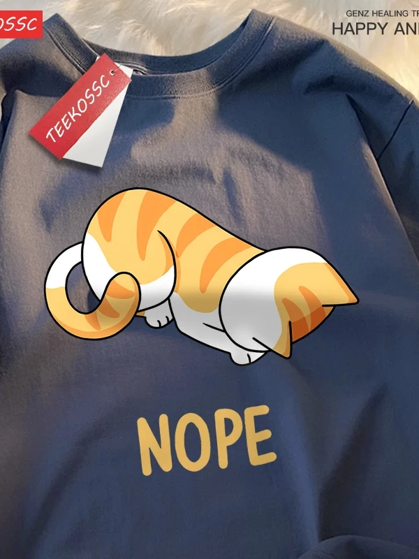 Y2k Vintage Tişört Tee Küçük turuncu kedi başını yay ve reddediyor