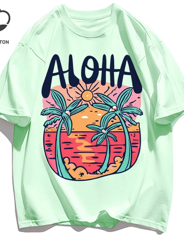 Y2k Vintage Tişört Tee Plaj Tarzı Aloha Baskılar