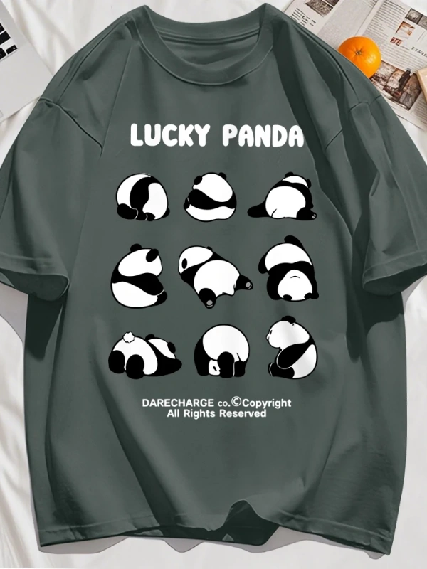 Y2k Vintage Tişört Tee Şanslı Panda Tüm Sağ Rezerve Desen