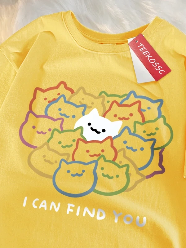 Y2k Vintage Tişört Tee Seni bulabilirim eğlenceli kedi baskı