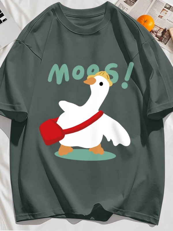 Y2k Vintage Tişört Tee Sevimli çizimli çanta Ördek Desen