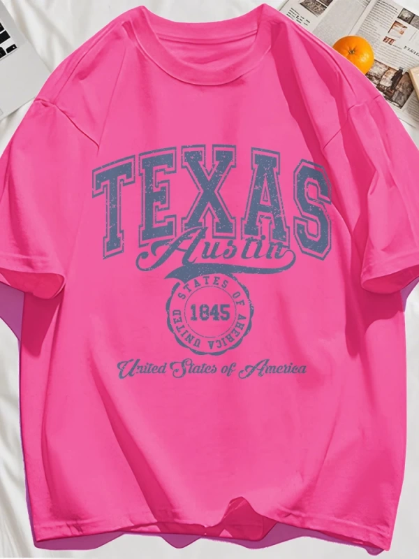 Y2k Vintage Tişört Tee Texas Abd 1845 Hollow Out Sanat Mektup Baskı