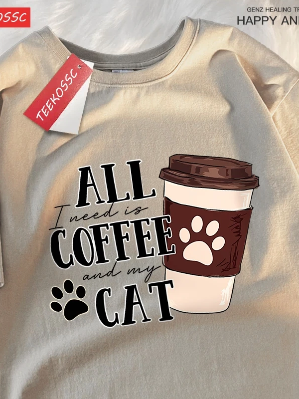 Y2k Vintage Tişört Tee Tüm kahve kedi