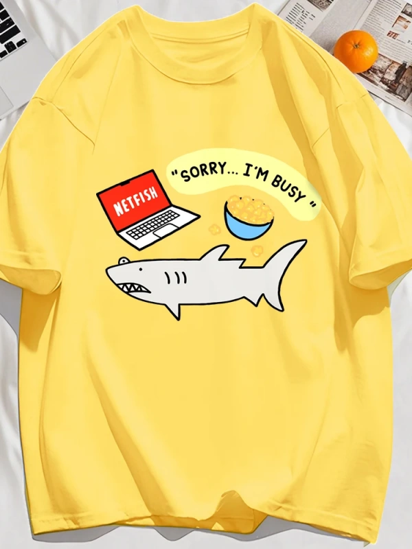 Y2k Vintage Tişört Tee Üzgünüm Meşgul Balık Desen Baskı