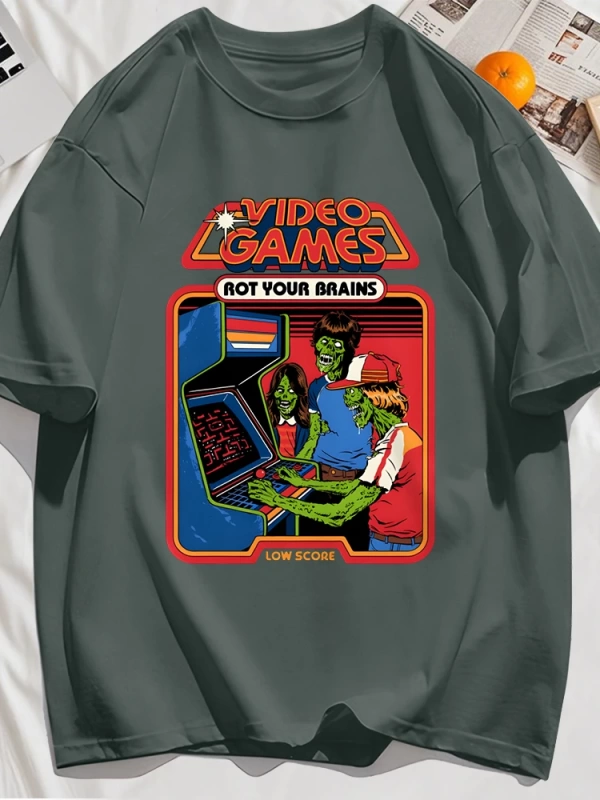 Y2k Vintage Tişört Tee Video Oyunu Beyinleri Çürük Baskı