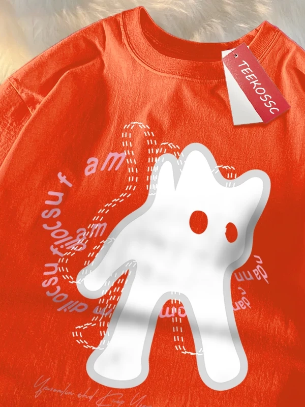 Y2k Vintage Tişört Tee Vintage sevimli kedi baskı japon tarzı