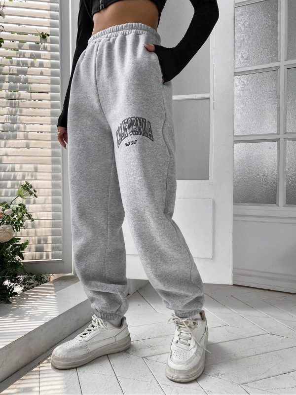 Yazılı Grafik Beli Lastikli Eşofman Altı