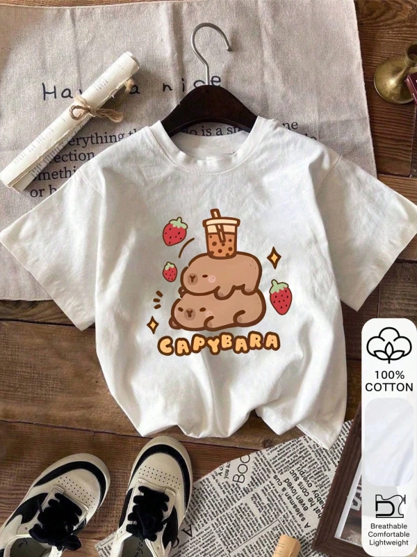 Yazlık Kadın Bol Tişört, GROW POSITIVE THOUGHTS Baskılı, Pamuklu, Beyaz Kısa Kollu, Grafik Ti