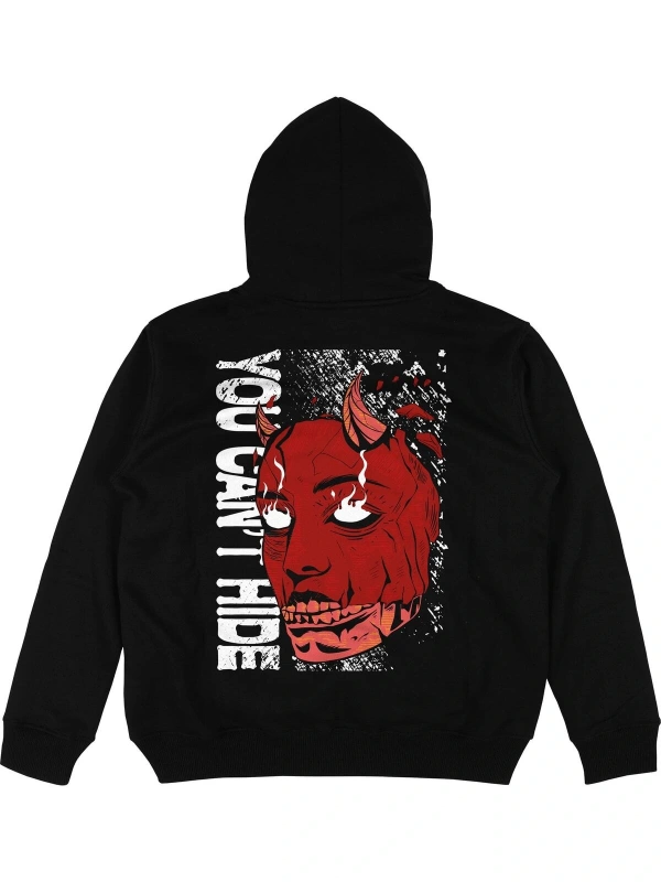 You Cant Hide Siyah Oversize Unisex Kapüşonlu Sweatshirt Hoodie