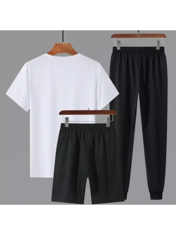 Yuvarlak Yaka Ter Tutmayan %100 Pamuk Yeni Stil Kısa Kollu Şortlu 3lü Erkek Eşofman Takımı