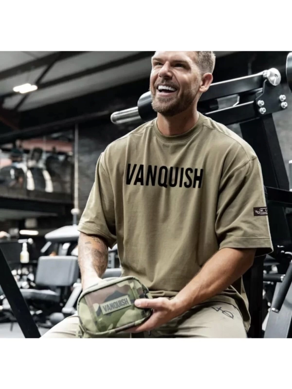 Yuvarlak Yaka Vanquısh Baskılı Oversize Yeni Trend Erkek Gym T-shırt