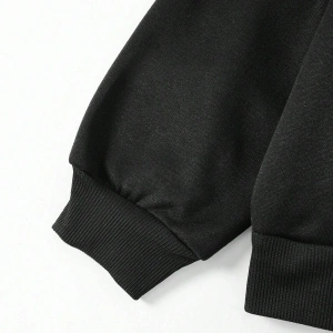 . Essnce Floral & Butterfly Print Kangaroo Pocket Drawstring Hoodie Siyah