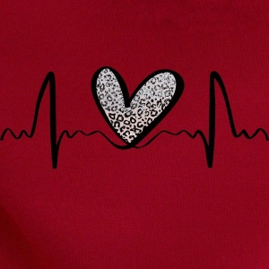 . Essnce Heart Print Kangaroo Pocket Drawstring Lined Hoodie Kırmızı